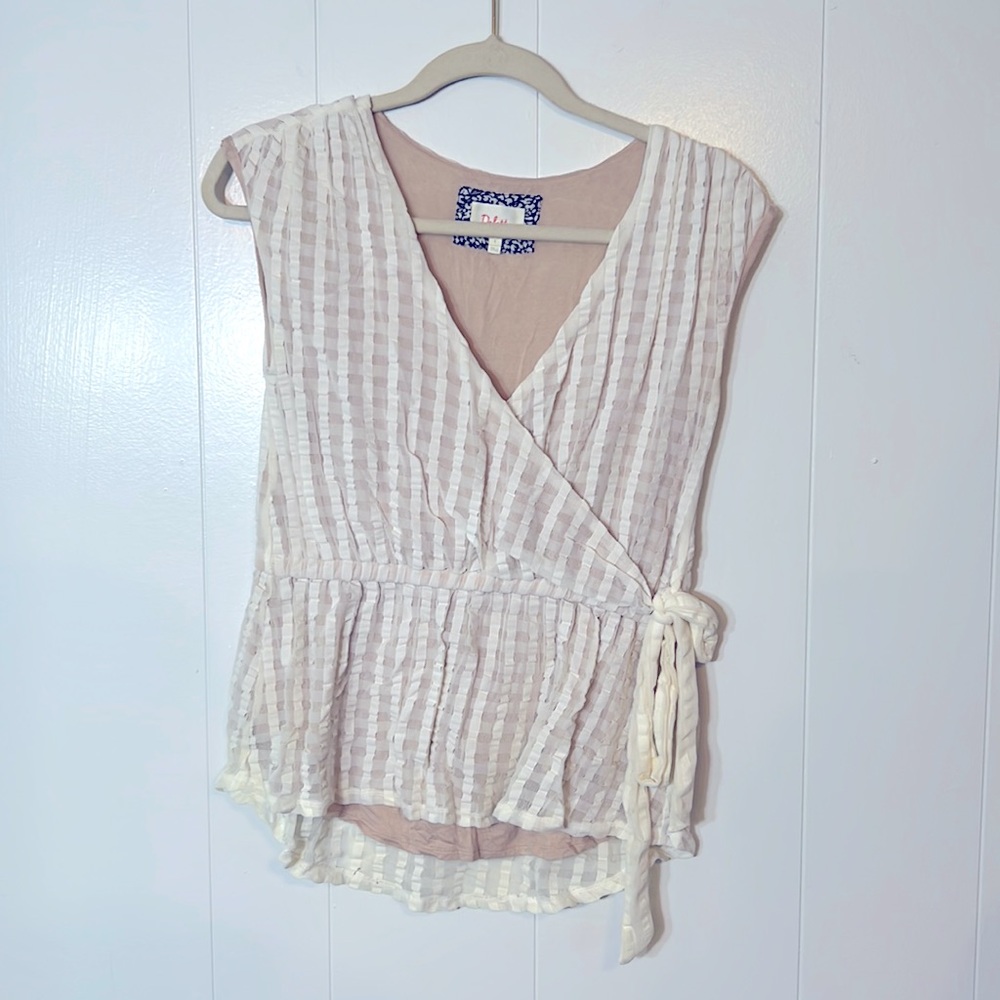 Anthropologie Deletta Faux Wrap top in cream